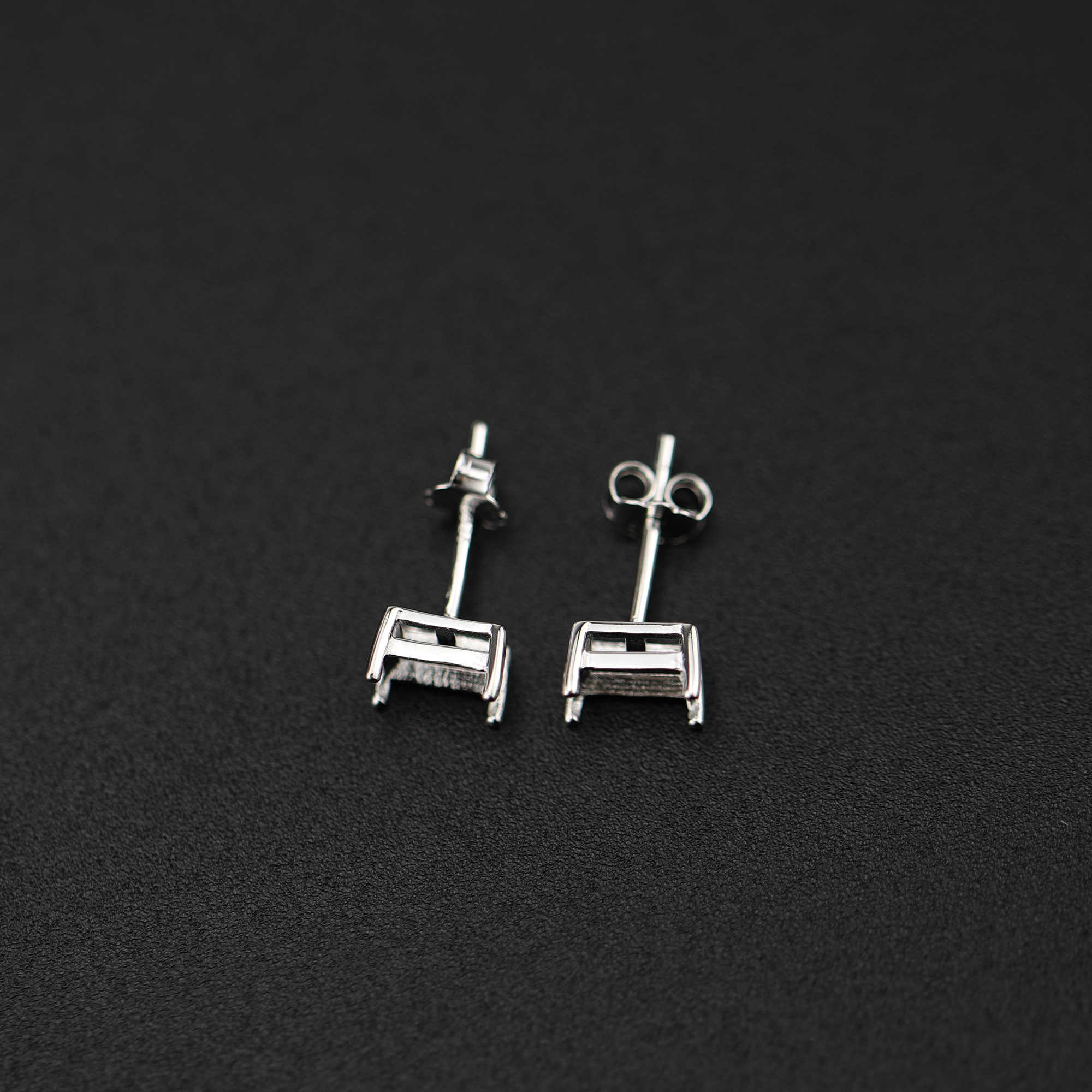 1Pair Multiple Size Prong Bezel Rose Gold Plated Solid 925 Sterling Silver Studs Earrings Blank Settings for Gemstone Moissanite 1706043 - Click Image to Close